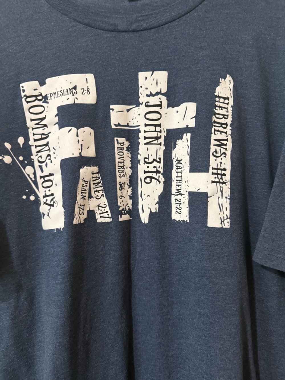 Faith Graphic Tee - Navy with White Print. PTP 26. - Picture 2 of 4
